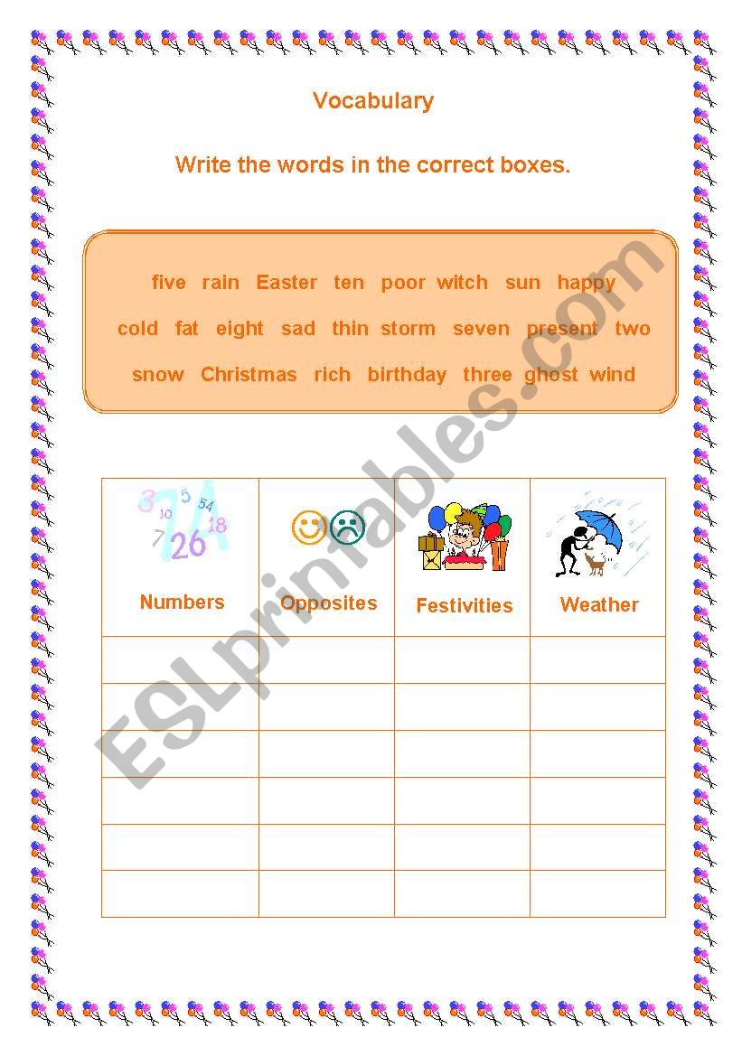Kids` vocabulary 2 worksheet